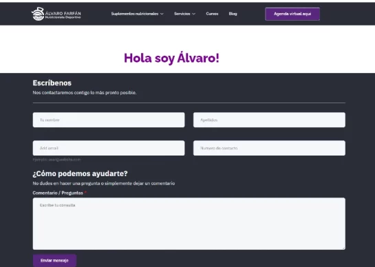 diseño web para nutricionistas deportivos